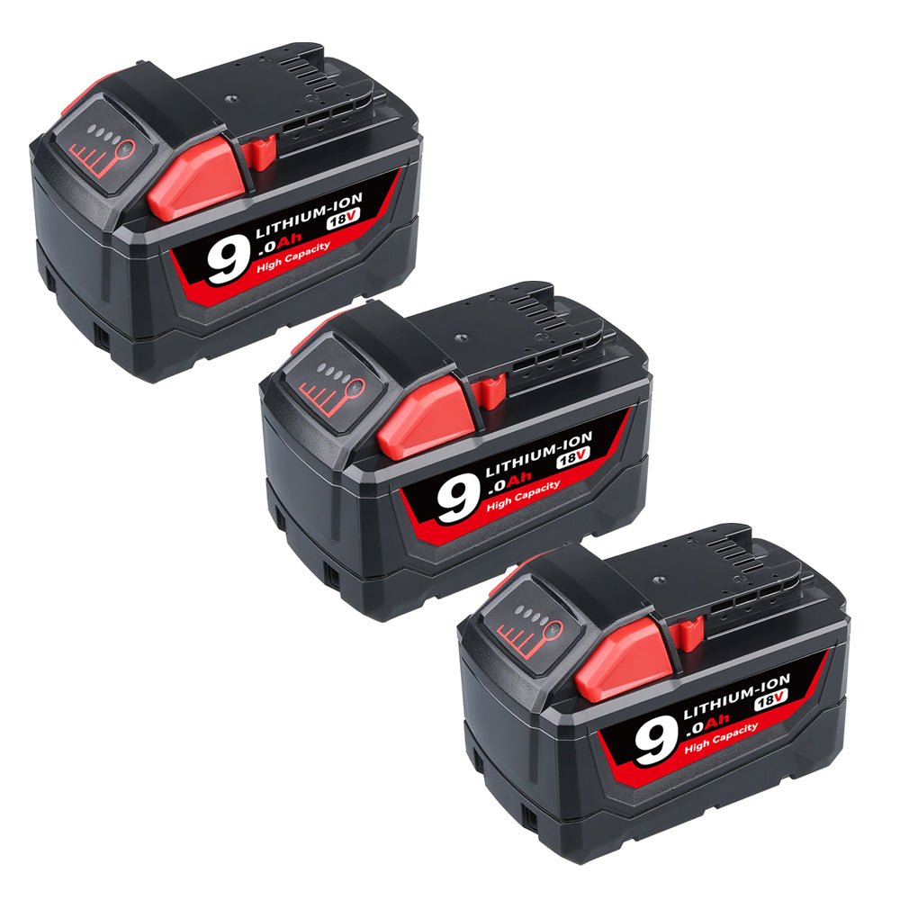 For Milwaukee 18V Battery 9Ah Replacement | M18 Batteries 3 Pack