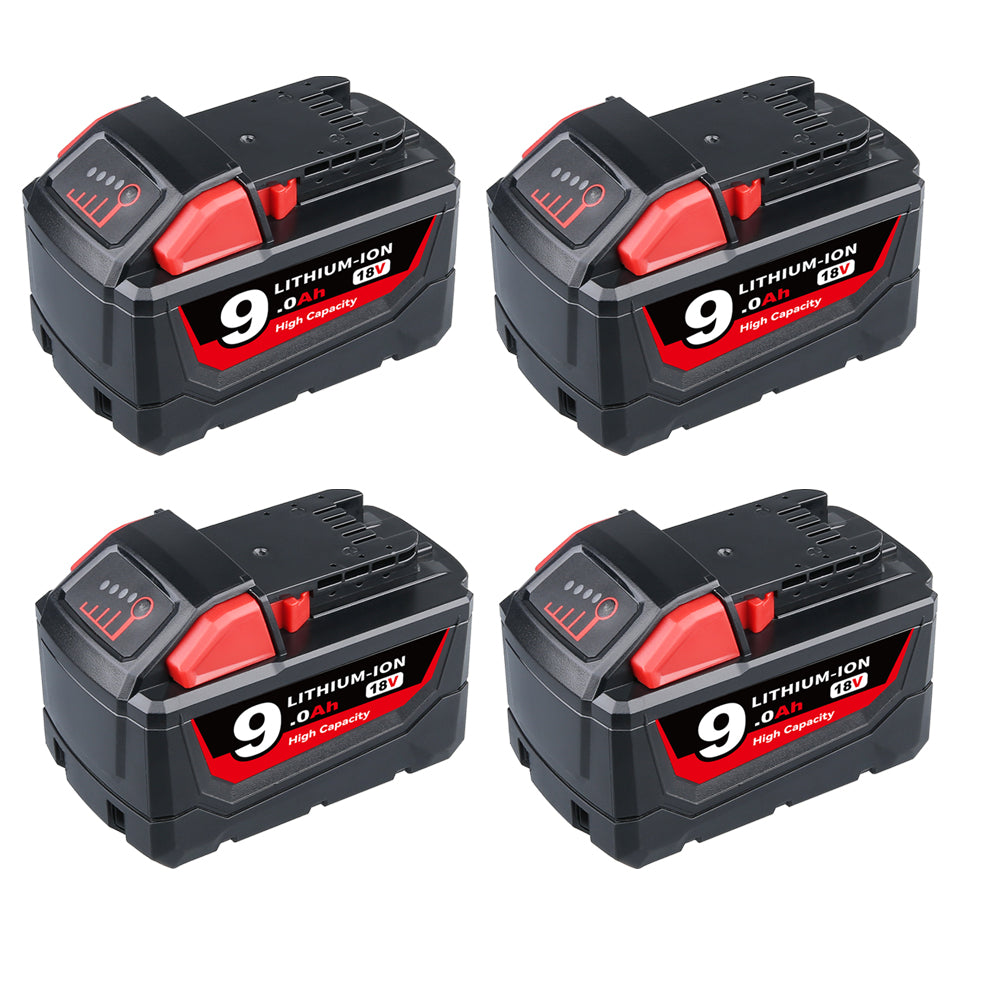 For Milwaukee 18V Battery 9Ah Replacement | M18 Batteries 4 Pack