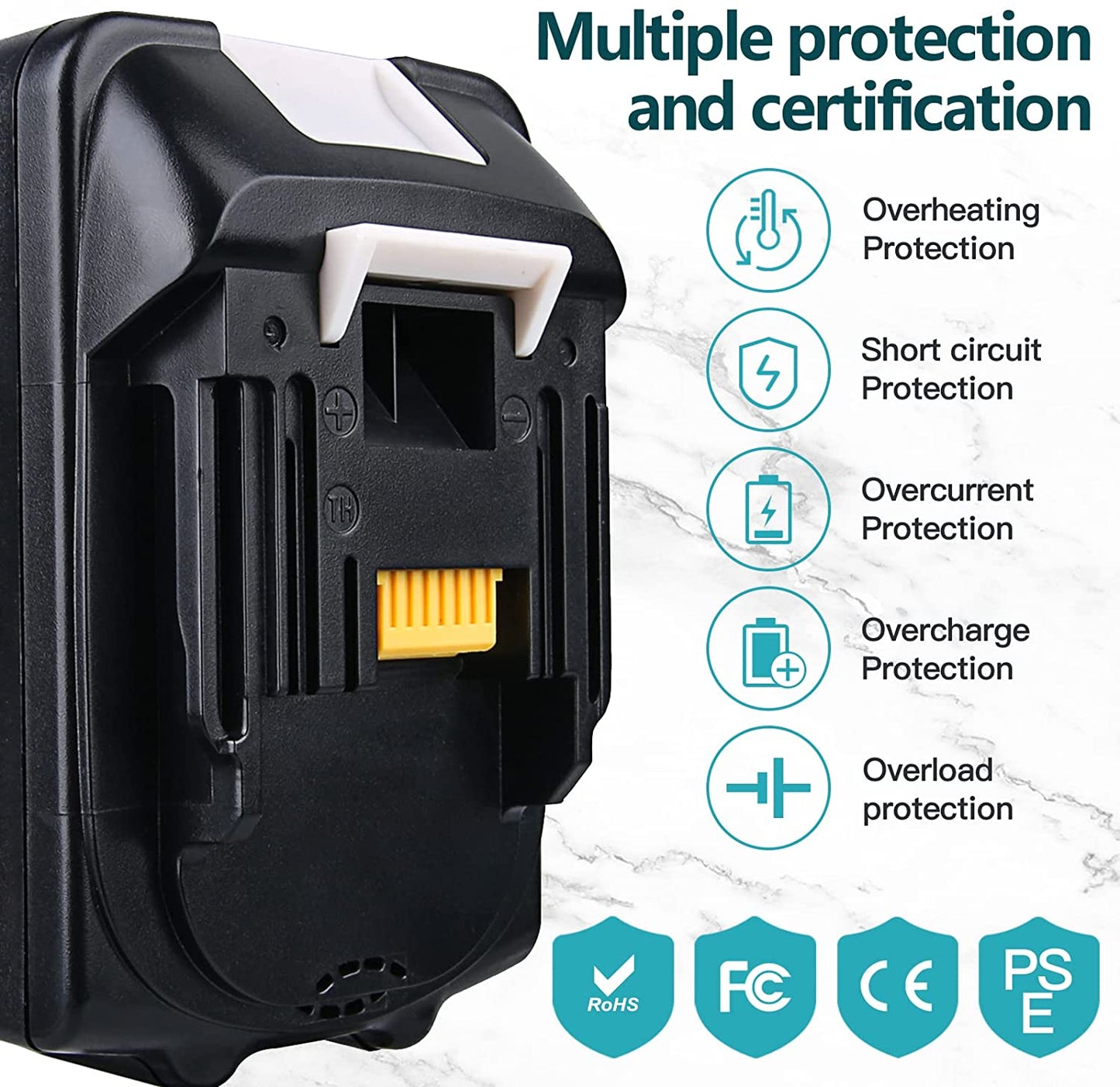 For Makita 18V Battery 5.0Ah Replacement | BL1850 Li-ion Batteries 4 Pack