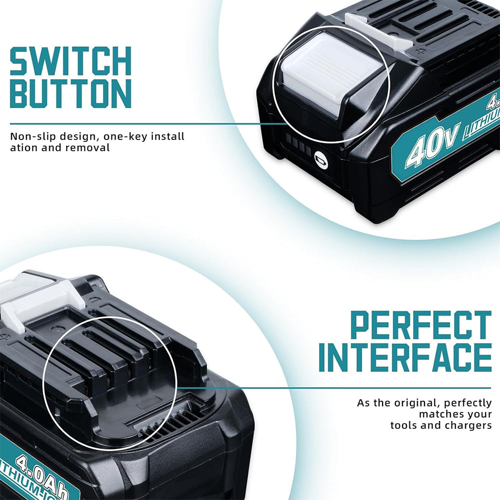 For Makita 40V 4.0Ah BL4040 Battery Replacement BL4025 40V Lithium Battery Compatible with BL4040 BL4025 BL4025B BL4020 BL4050