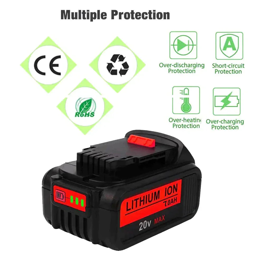 3 Pack For DeWalt 7.0Ah Battery | 20V Max Li-ion Battery DCB200 DCB206 DCB201 DCB203 DCB180 - Triple-Batteries