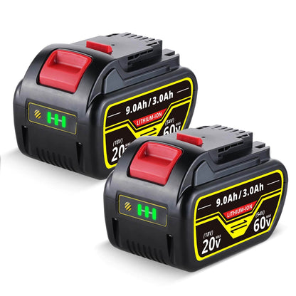 For Dewalt DCB609 18V/54V MAX FLEXVOLT Li-Ion 9.0Ah Battery DCB609-2 DCB606 DCB612 2Pack