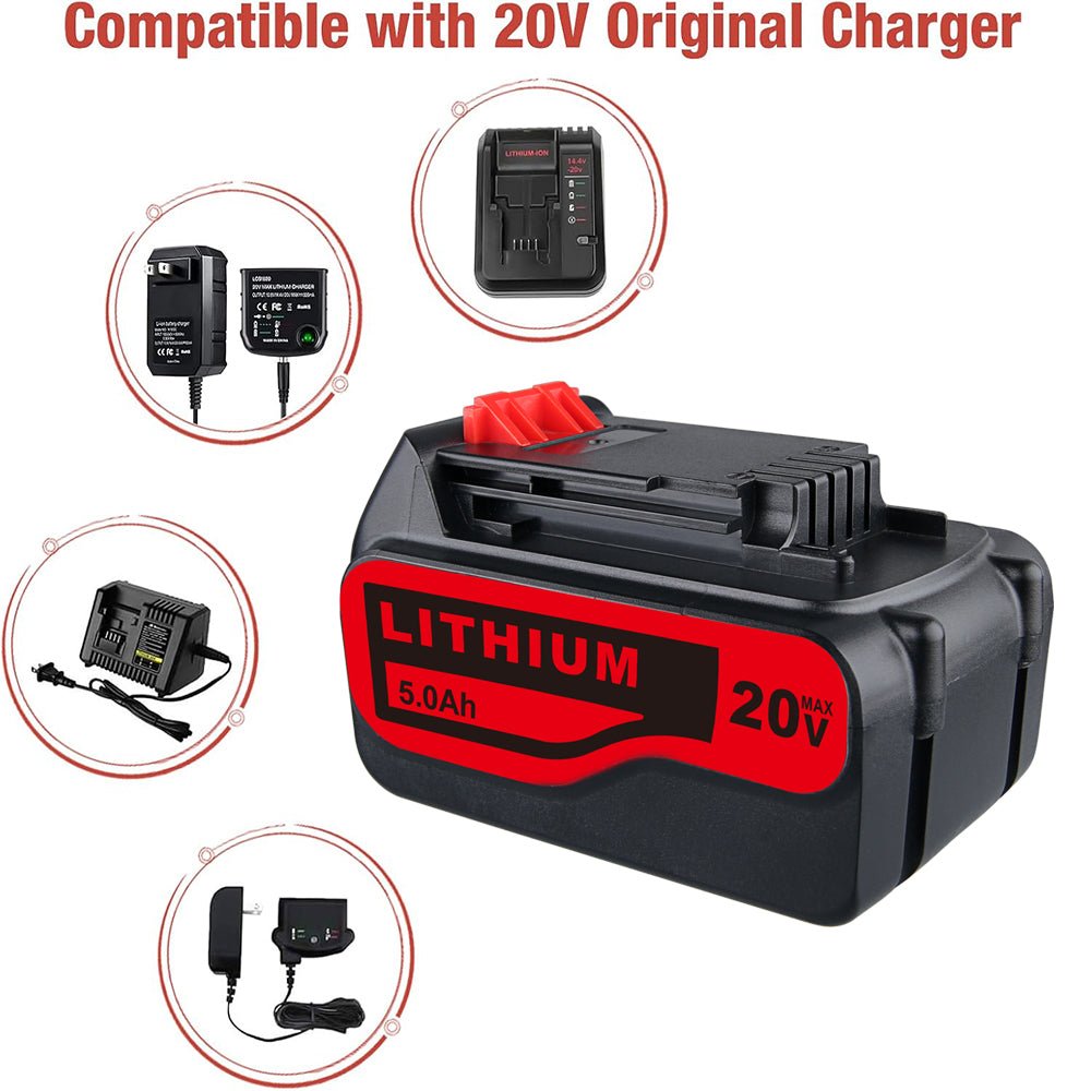 20V Max (18V) 5,0Ah für Black&Decker Li - Ion LBXR4020 Akku Ersatzakku 2 STÜCK - Dasbatteries