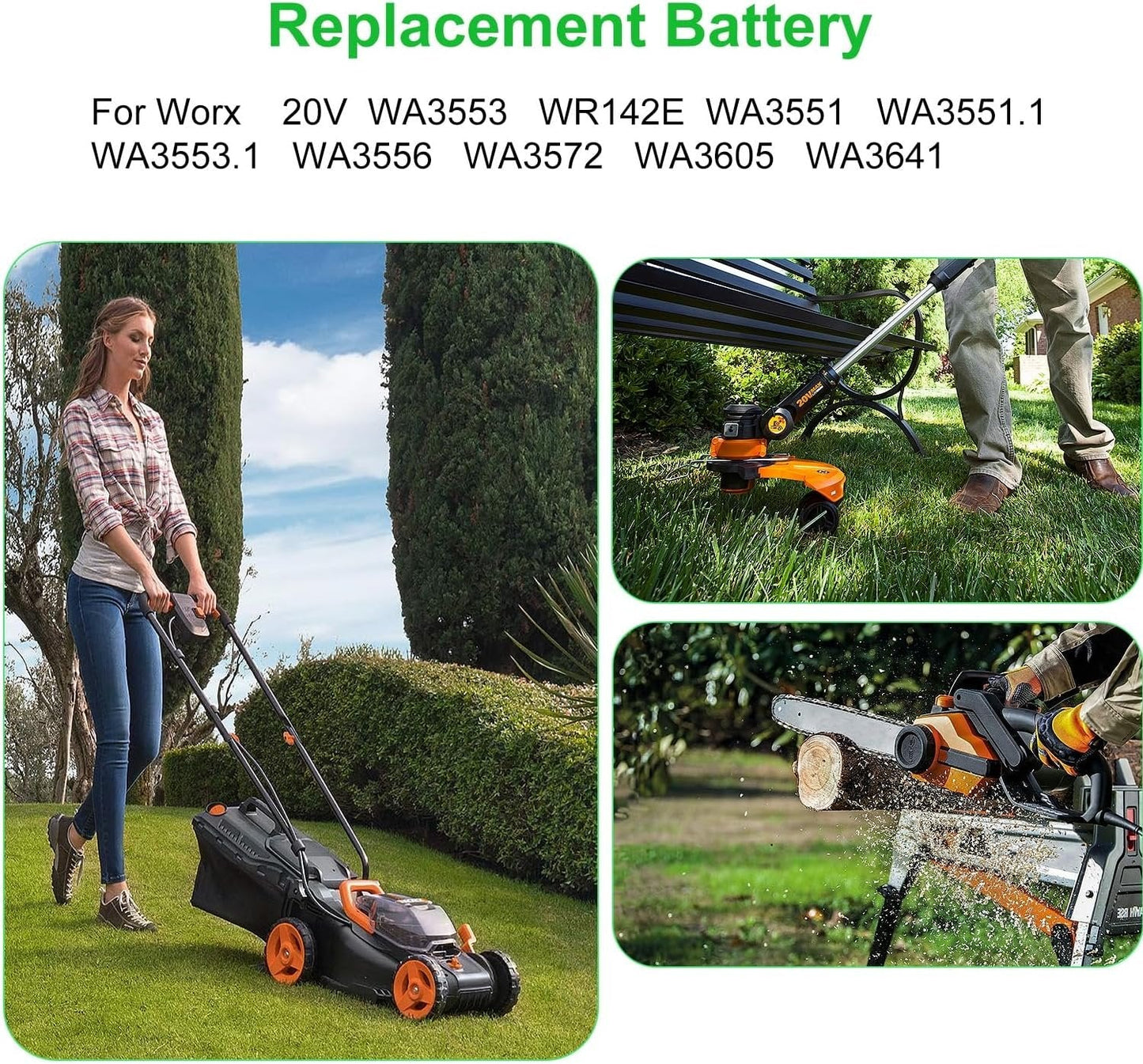 20V Max 5.5Ah Lithium Batterie für Worx WA3579 WA3520 WA3575 WA3578 WA3525 WG160 4 - Stück - Dasbatteries