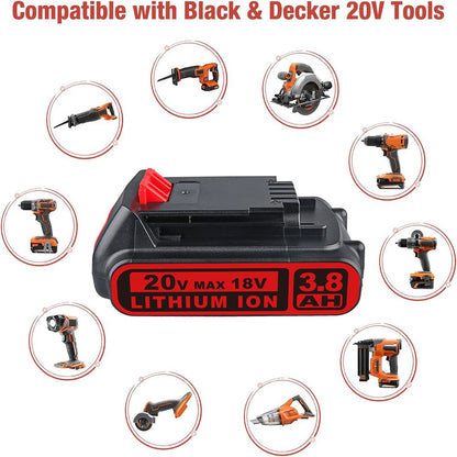 20V MAX/18V für Black and Decker LBXR20 3.8Ah Li - ion Akku Ersatz 2 Stück - Dasbatteries