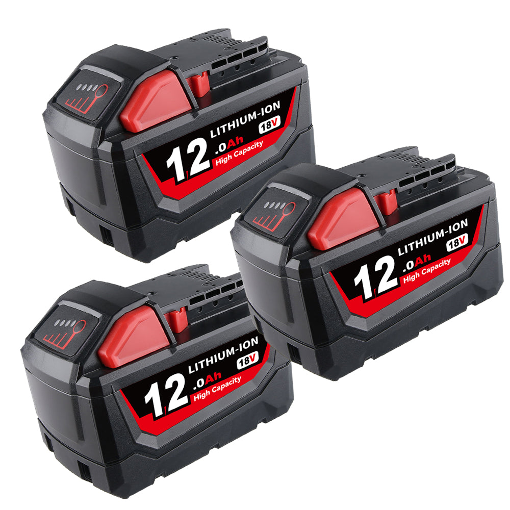 For Milwaukee 18V Battery 12Ah Replacemnt | M18 Batteries 3 Pack