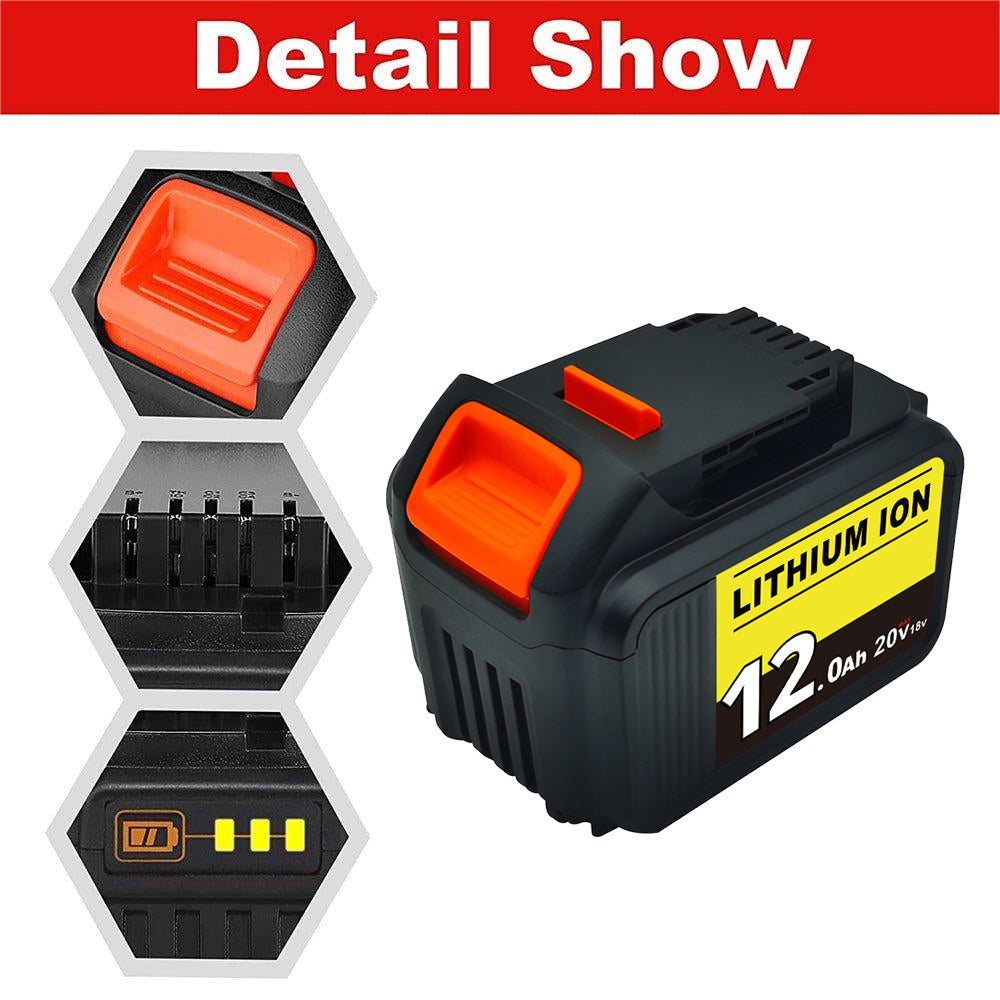 For Dewalt 18V XR Battery 12Ah Replacement | DCB184 DCB205 Lithium Battery