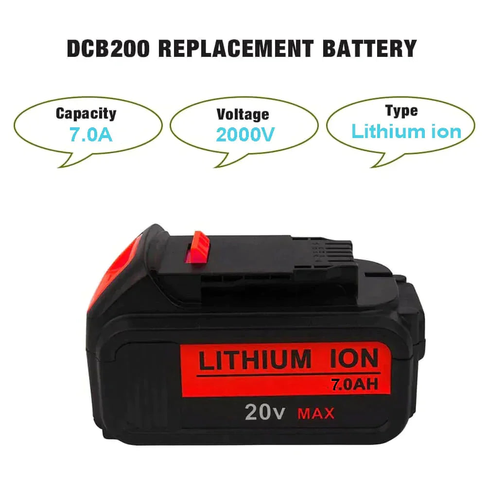 3 Pack For DeWalt 7.0Ah Battery | 20V Max Li-ion Battery DCB200 DCB206 DCB201 DCB203 DCB180 - Triple-Batteries