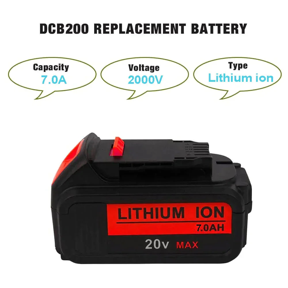 2 Pack For DeWalt 7.0Ah Battery | 20V Max Li-ion Battery DCB200 DCB206 DCB201 DCB203 DCB180 - Triple-Batteries