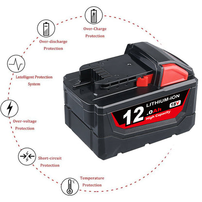 For Milwaukee 18V Battery 12Ah Replacemnt | M18 Batteries 3 Pack