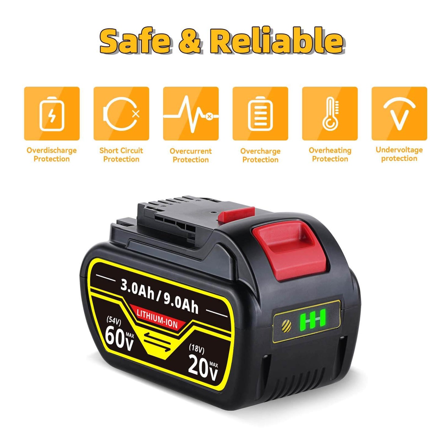 For Dewalt DCB609 18V/54V MAX FLEXVOLT Li-Ion 9.0Ah Battery DCB609-2 DCB606 DCB612