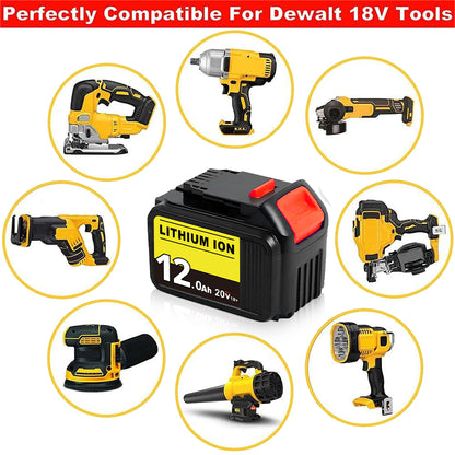 For Dewalt 18V XR Battery 12Ah Replacement | DCB184 DCB205 Lithium Batteries 2 Pack