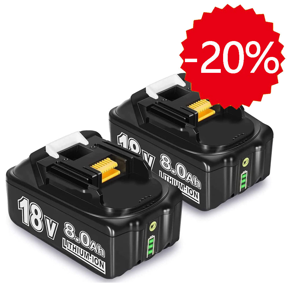 Clearance | For Makita 18V Battery 8.0Ah Replacement | BL1860B Batteries 2 Pack (LED Indicator)