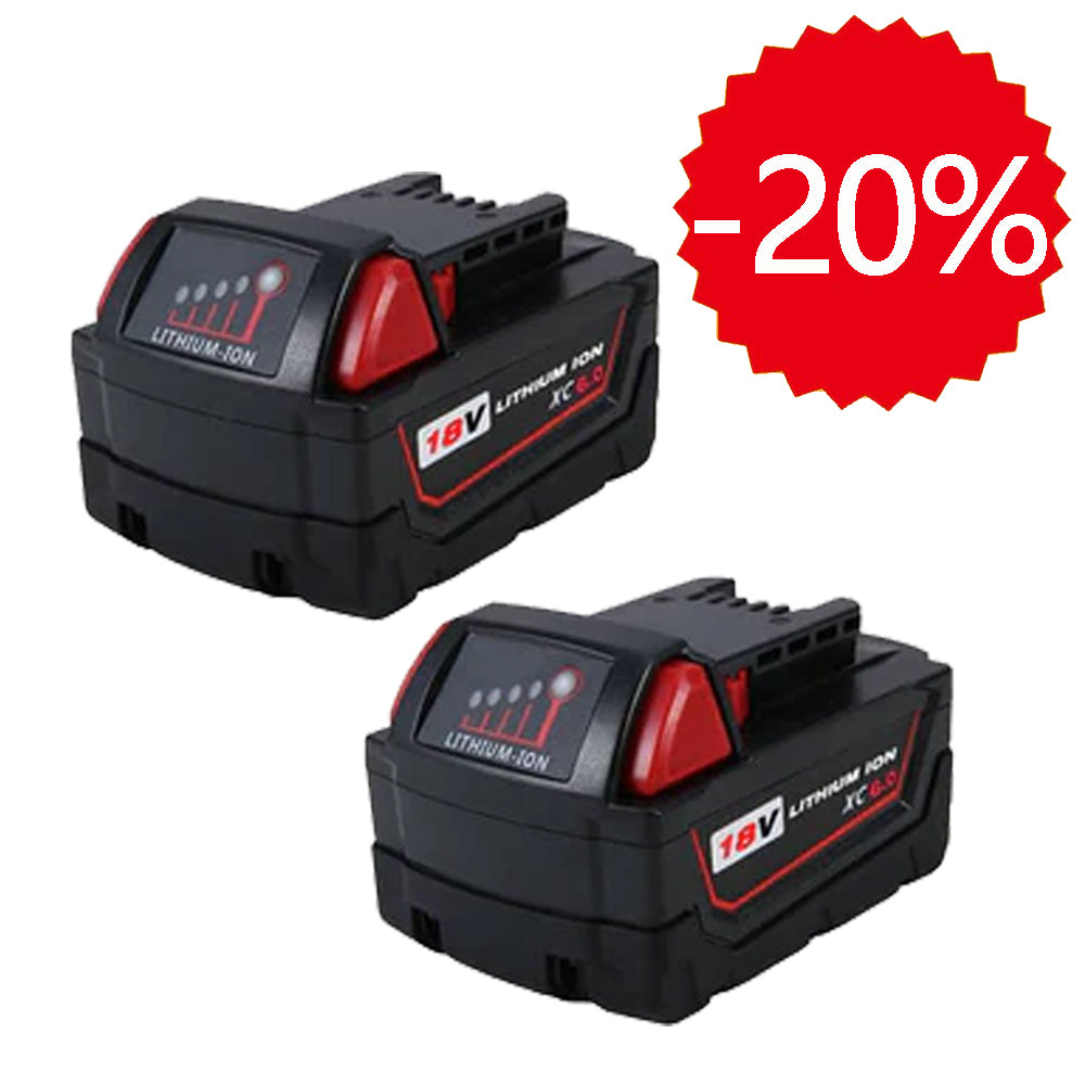 Clearance | For Milwaukee 18V Battery 6Ah Replacement |  M18 Batteries 2 Pack