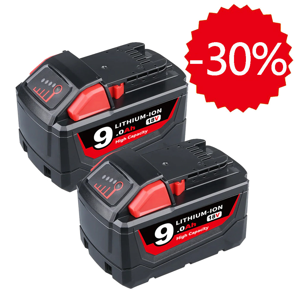 Clearance | For Milwaukee 18V Battery 9Ah Replacement |  M18 Batteries 2 Pack