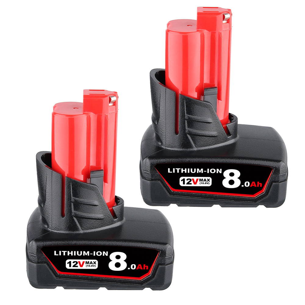 For Milwaukee M12 8.0Ah Replacement Battery | M12B Batteries 2 Pack