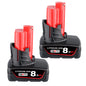 For Milwaukee M12 8.0Ah Replacement Battery | M12B Batteries 2 Pack