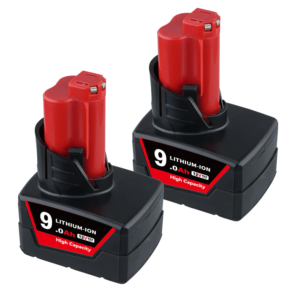 For Milwaukee M12 9.0Ah Replacement Battery | M12B Batteries 2 Pack