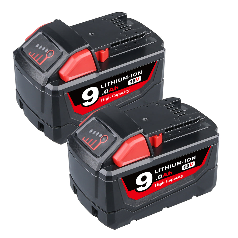 Clearance | For Milwaukee 18V Battery 9Ah Replacement |  M18 Batteries 2 Pack