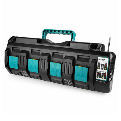 4-Port 18V Lithium-Ion Charger DC18SF for Makita 14.4V-18V Lithium Battery BL1860 BL1815, Replace Makita DC18RC DC18RA Rapid Charger