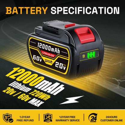 For Dewalt DCB609 20V/60V MAX FLEXVOLT Li-Ion 12.0Ah Battery DCB609-2 DCB606 2Pack