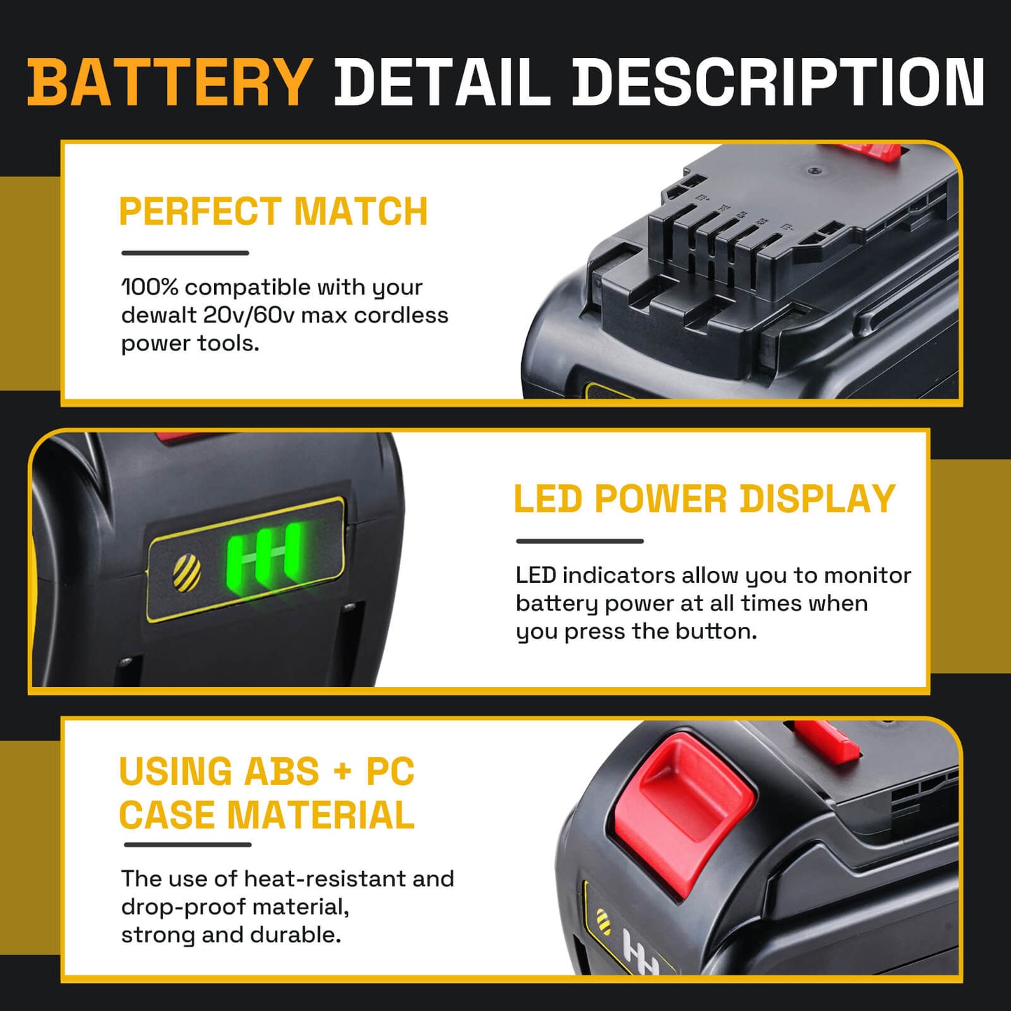 For Dewalt DCB609 20V/60V MAX FLEXVOLT Li-Ion 12.0Ah Battery DCB609-2 DCB606 2Pack