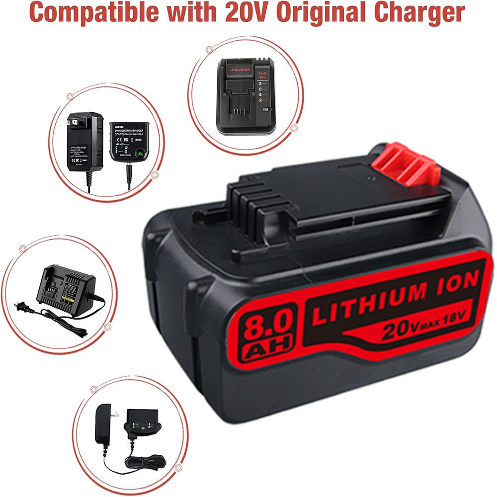 für Black&Decker 20V Max (18V) 8.0Ah Li - Ion LBXR4020 Akku Ersatzakku - Dasbatteries
