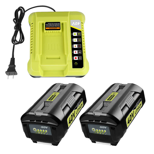 For Ryobi 40V 6.0Ah Battery Replacement 2&4 PACK With Charger For Ryobi 40V Battery Charger OP401