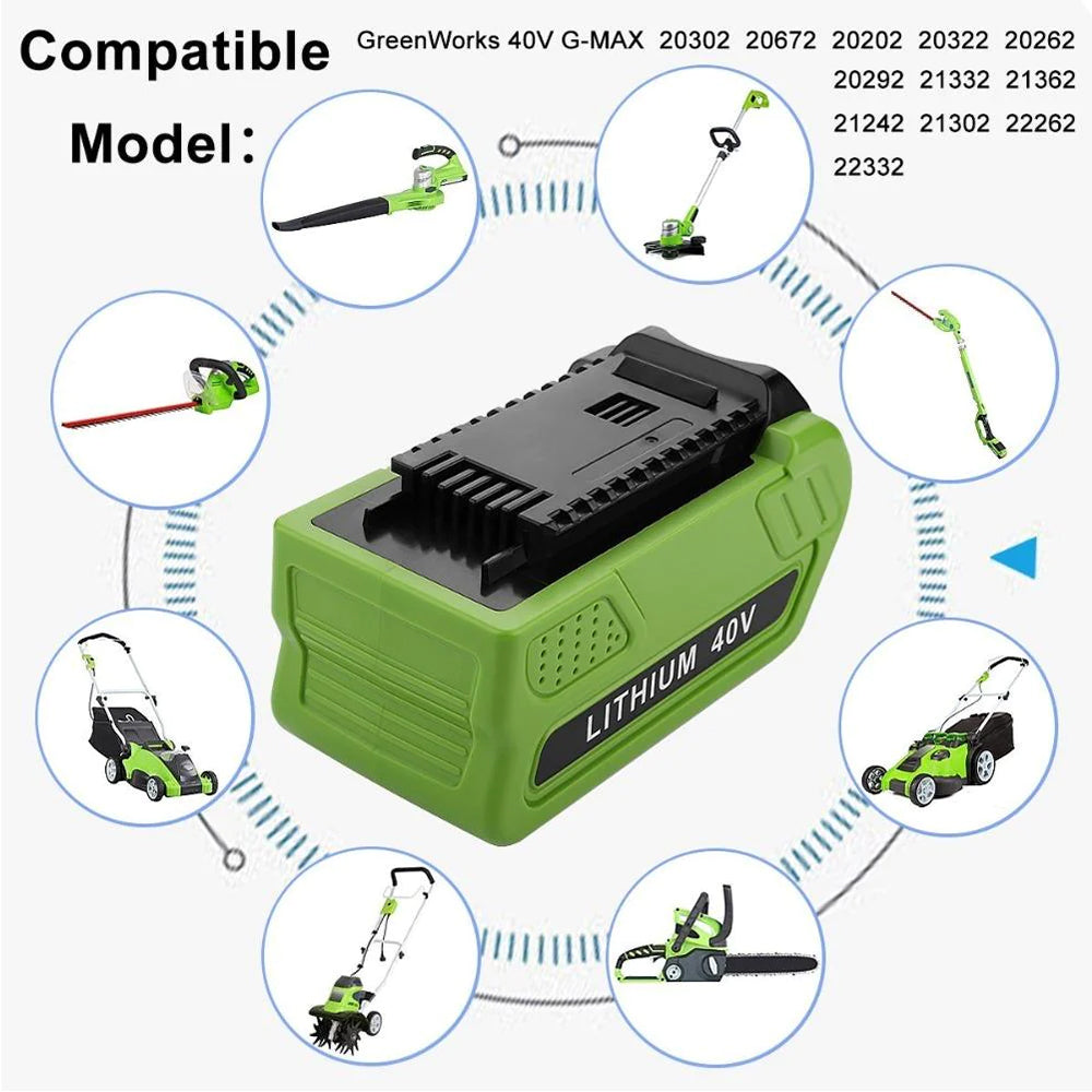 For GreenWorks 40V 8.0Ah Battery Replacement | Lithium Battery 29472 29462 Battery For GreenWorks 40V G-MAX Power Tools (Not for Gen1)