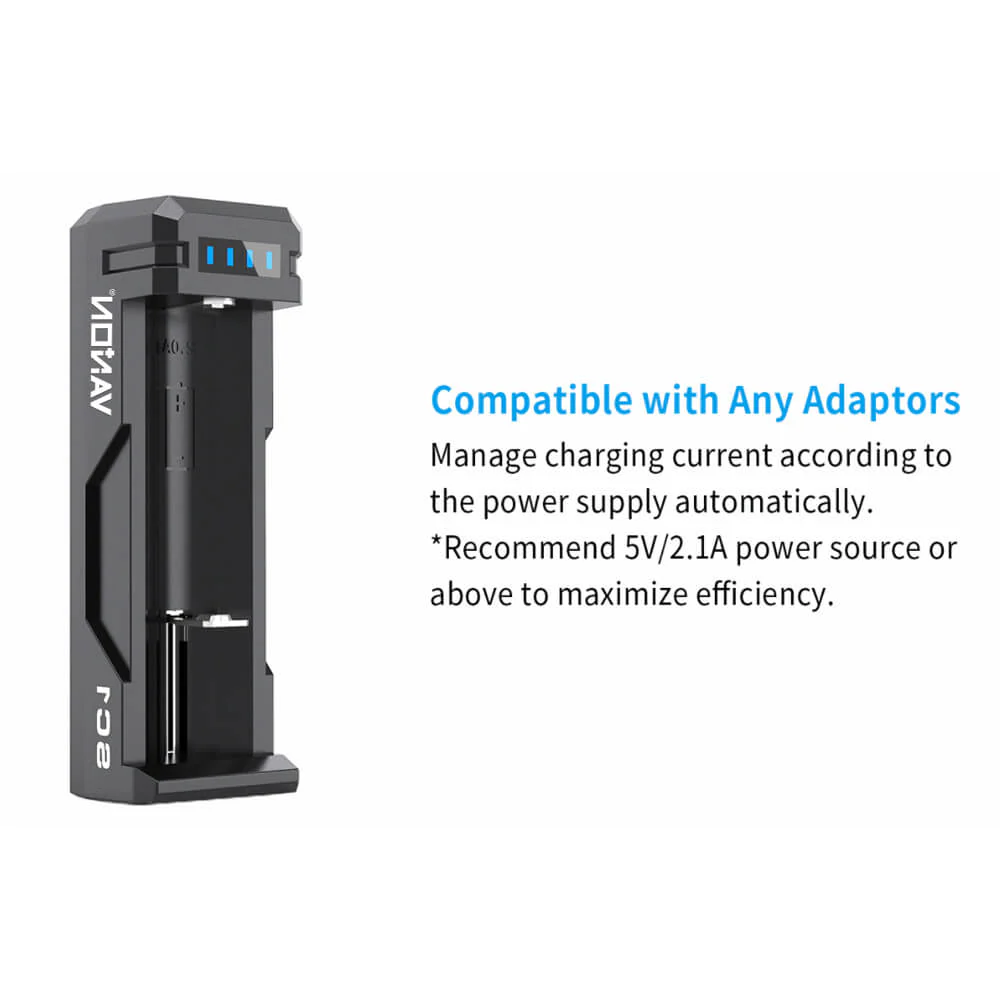SC1 2amp 1 slot cost-effective Micro USB fast charger for 3.6V/3.7V Li ion 18650/20700/21700/26650