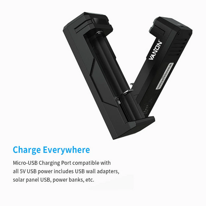 SC1 2amp 1 slot cost-effective Micro USB fast charger for 3.6V/3.7V Li ion 18650/20700/21700/26650