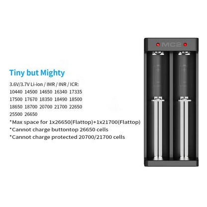 MC2 2 slots 0.5amp Smart Li-ion 18650 Battery Charger