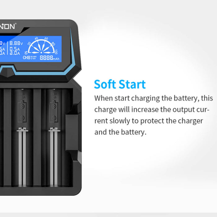 X4 18650 li ion battery smart charger with power bank function LCD charger