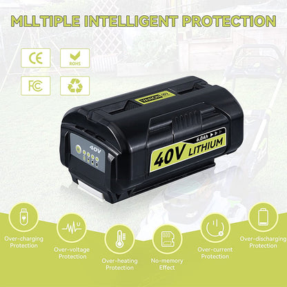 Clearance | 6.0Ah 40V/36V MAX Lithium OP4026 Battery Compatible with Ryobi 40V Battery with LED Indicator