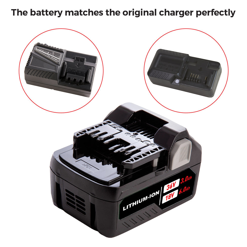 18V/36V 6.0Ah Lithium-ion Replacement Battery for Metabo HPT( Hitachi) MultiVolt Battery / 371751M 372121M BSL36A18 BSL36B18