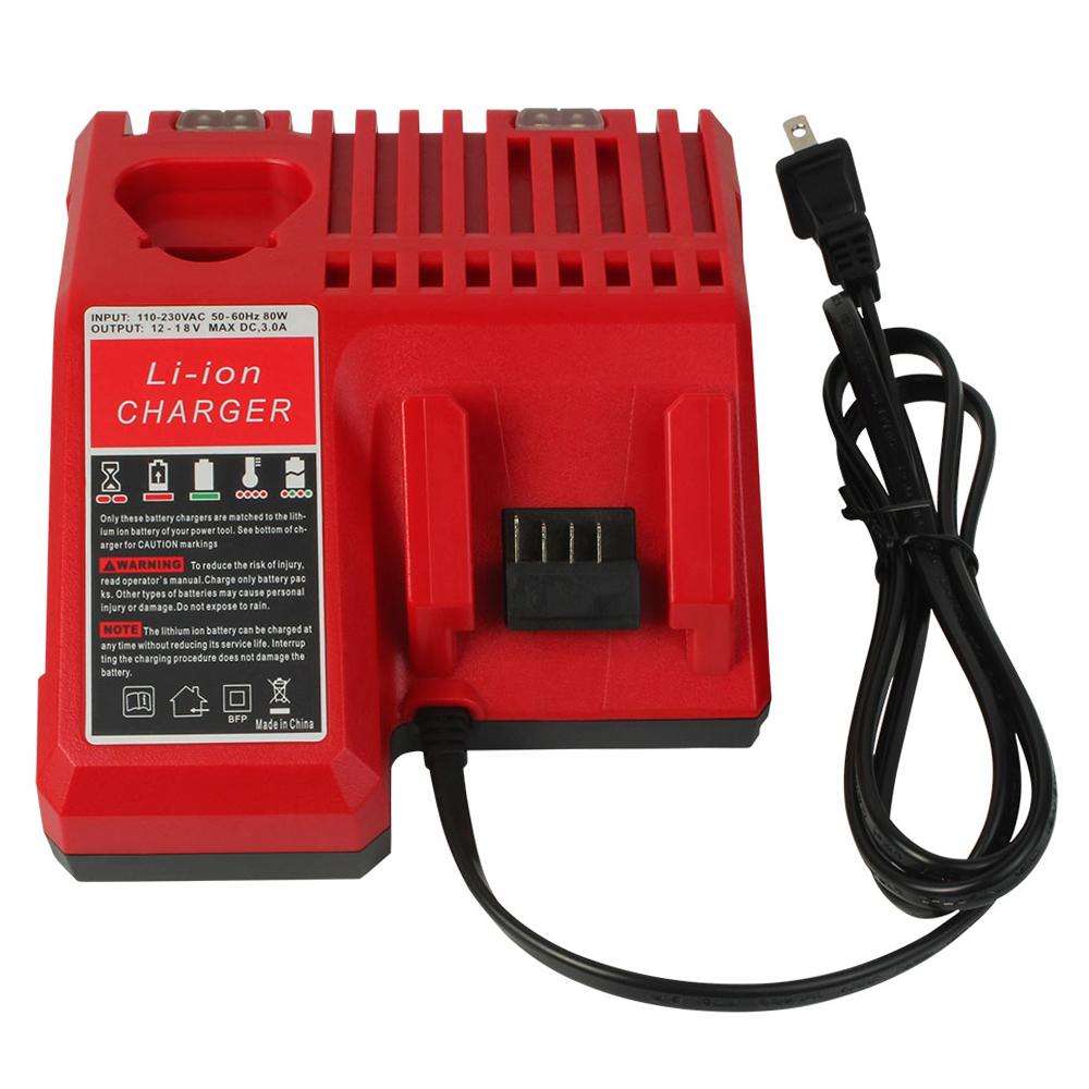 Vervangende oplader compatibel met Milwaukee M18 accu, 14,4 V-18 V 4 A Dual Port snellader met led-indicator voor laadproces en accustatus, multi-oplader met twee poorten Vervangende oplader compatibel met Milwaukee M18 accu, 14,4 V-18 V 4 A Dual Port snellader met led-indicator voor laadproces en accustatus, multi-oplader met twee poorten