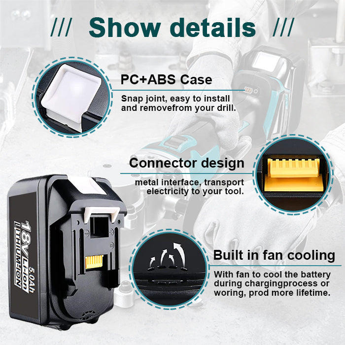 For Makita 18V Battery 5Ah Replacement | BL1850 Li-ion Batteries 4 Pack