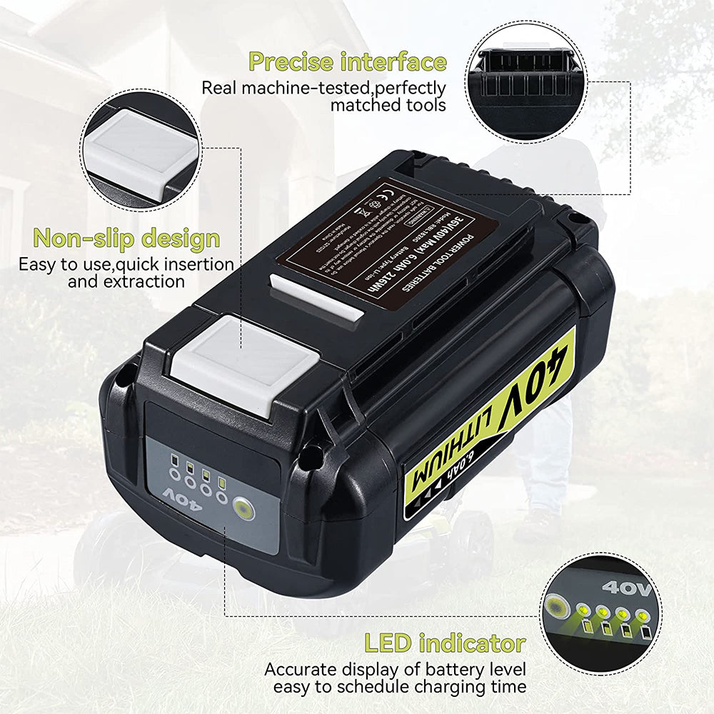 Clearance | 6.0Ah 40V/36V MAX Lithium OP4026 Battery Compatible with Ryobi 40V Battery with LED Indicator