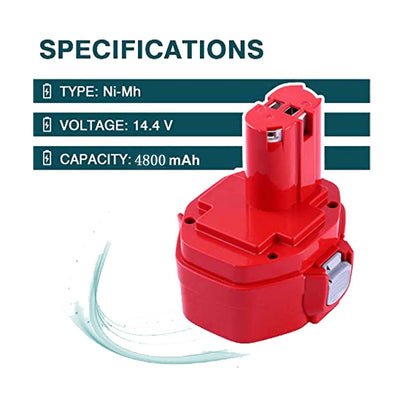 For Makita 14.4V Battery 4.8Ah Replacement | PA14 Battery Red