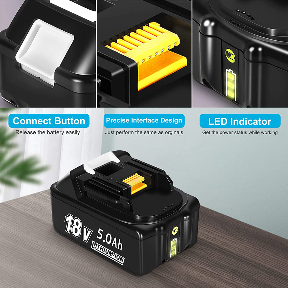 For Makita 18V Battery 5.0Ah Replacement | BL1850B Li-ion Batteries 3 Pack (LED Indicator)