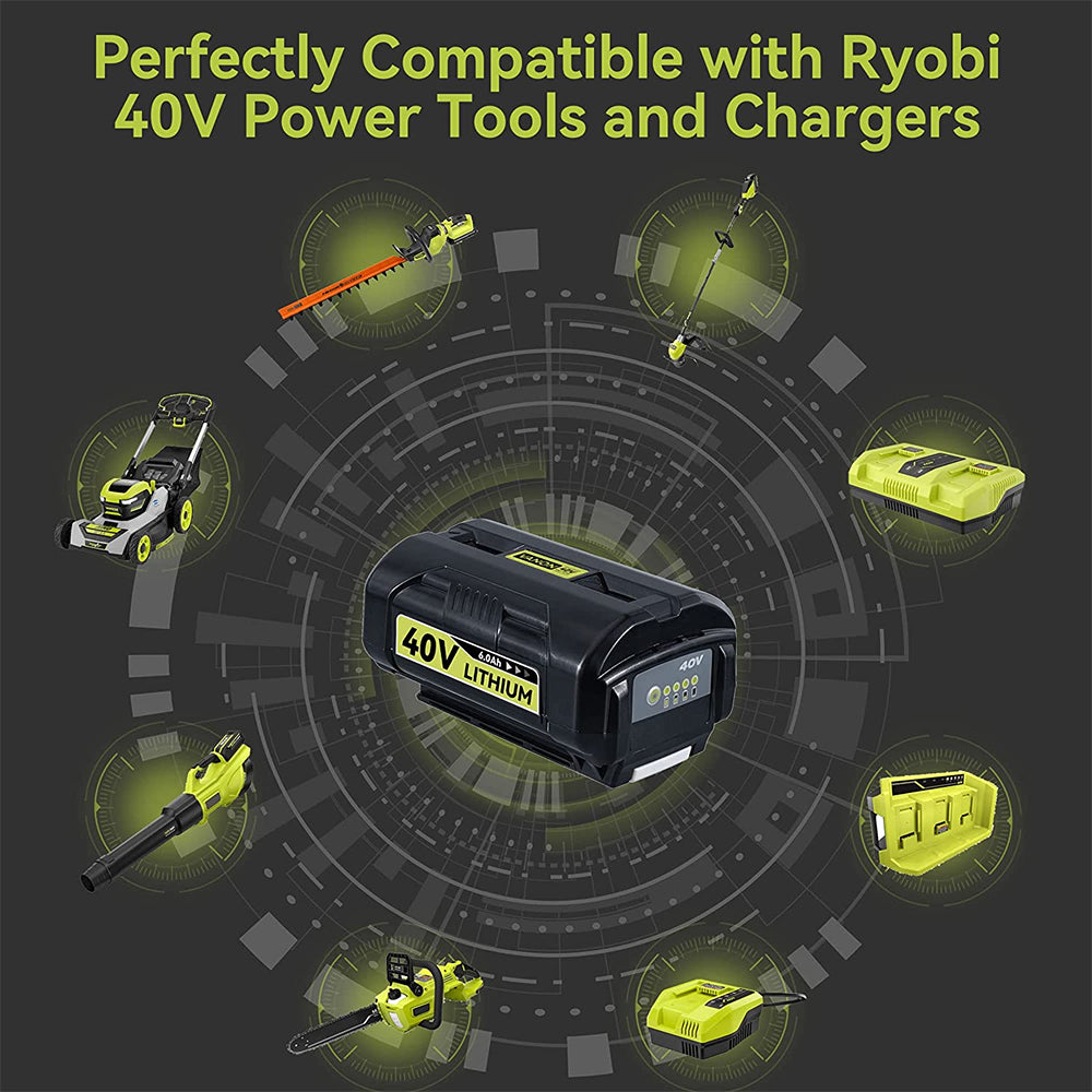 Clearance | 6.0Ah 40V/36V MAX Lithium OP4026 Battery Compatible with Ryobi 40V Battery with LED Indicator