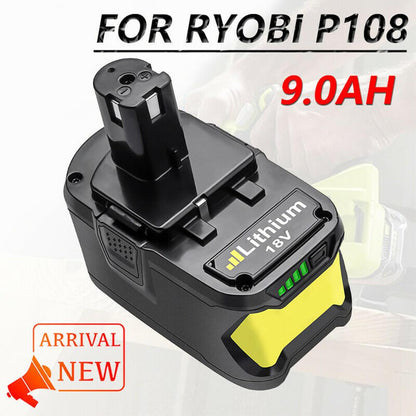 For Ryobi 18V 9.0Ah Battery Replacement | P108 batteries  2 Pack