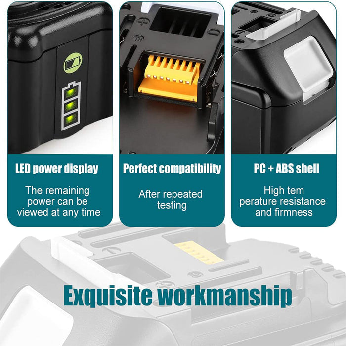 BL1860B 6Ah & For Makita DC18RF/RC Li-ion Rapid Replacement Battery Charger | 14.4V-18V with Digital Display