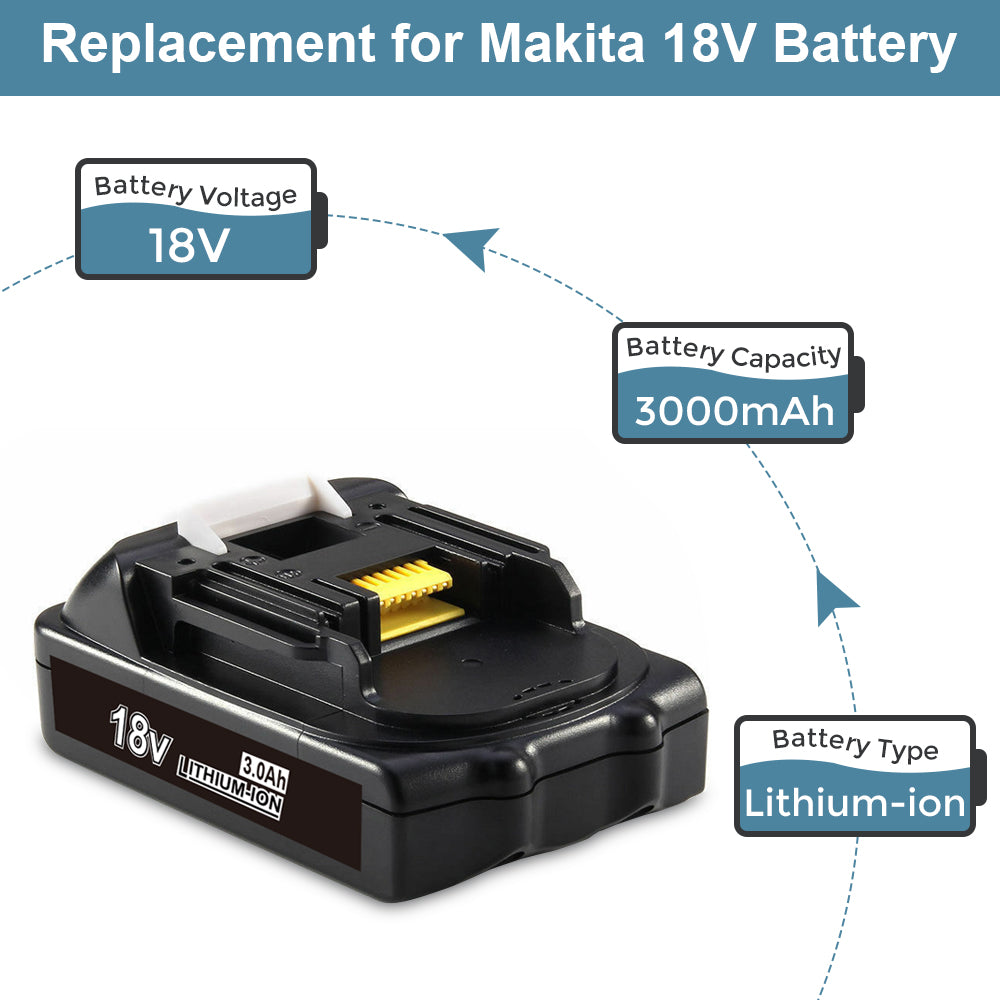 For Makita 18V Battery 3Ah Replacement | BL1830 Li-ion Batteries 2 Pack