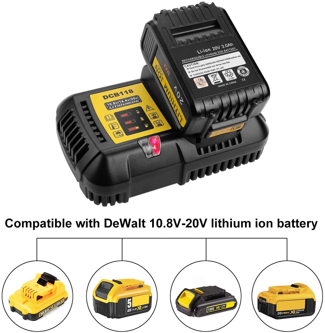 For Dewalt DCB118 Replacement Battery Charger For Dewalt 10.8V - 20V Lithium Battery Charger