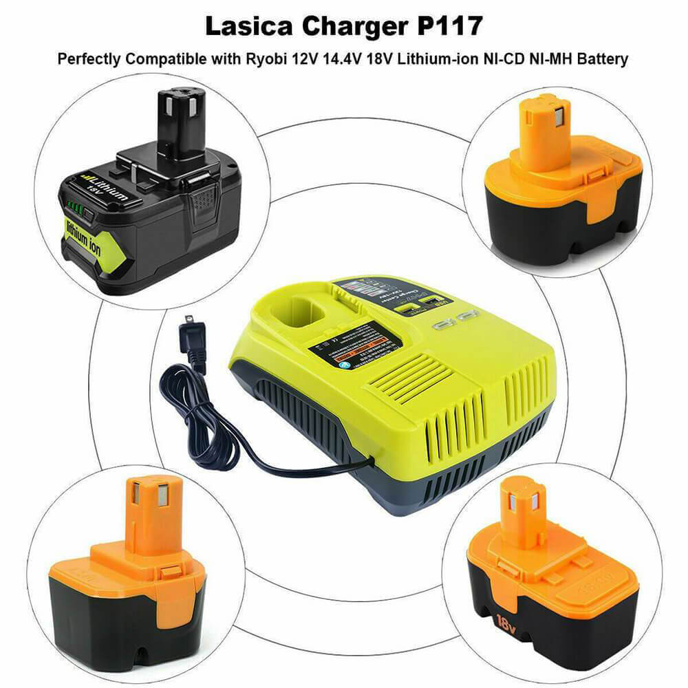 For Ryobi One Plus Replacement Battery Charger P117 | 18V-12V