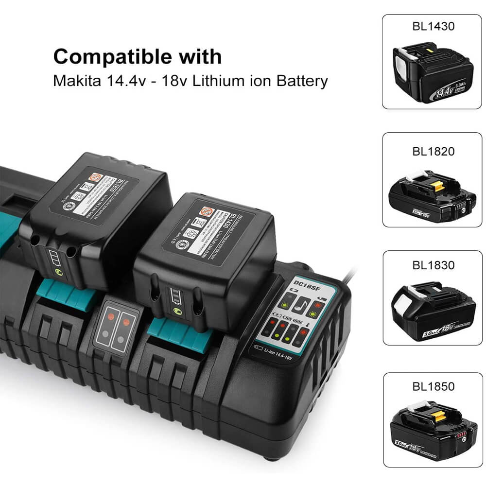 Clearance | 4-Port 18V Lithium-Ion Charger DC18SF For Makita 14.4V-18V Lithium Battery BL1890B BL1860 BL1850B BL1430