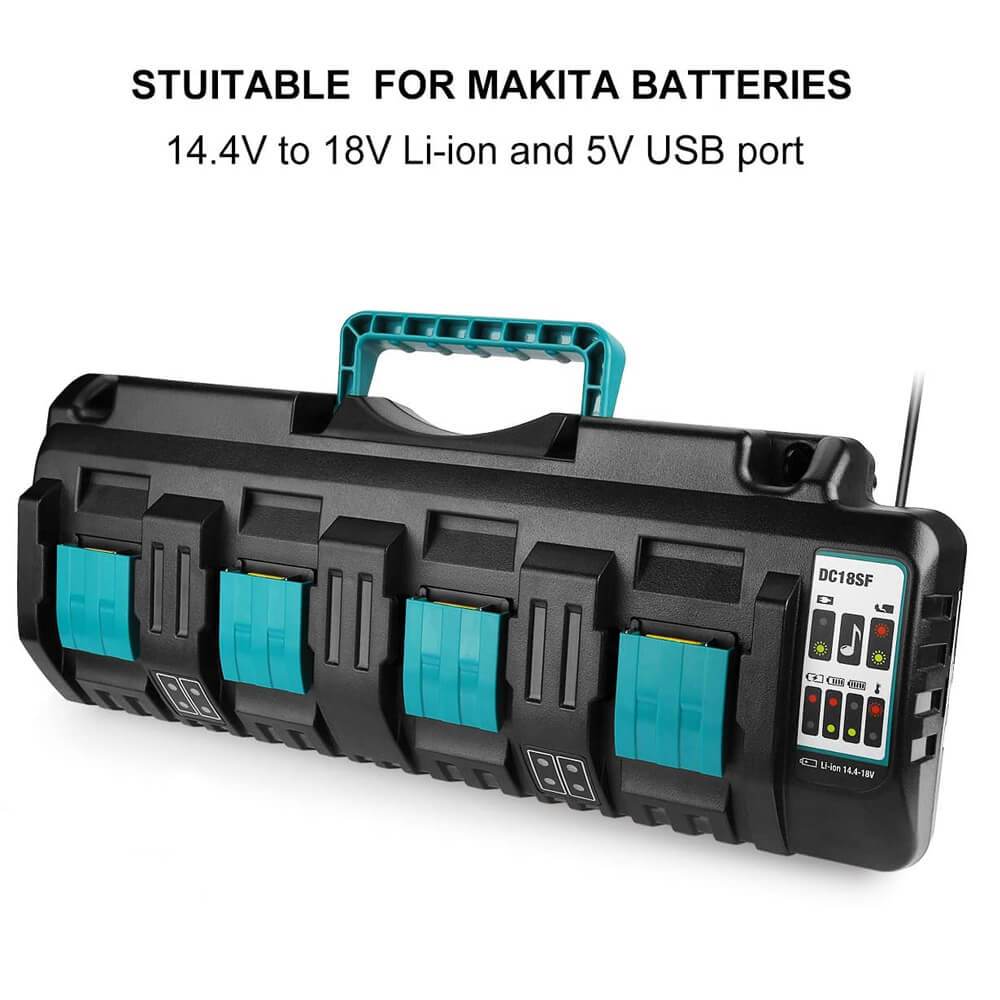 Clearance | 4-Port 18V Lithium-Ion Charger DC18SF For Makita 14.4V-18V Lithium Battery BL1890B BL1860 BL1850B BL1430