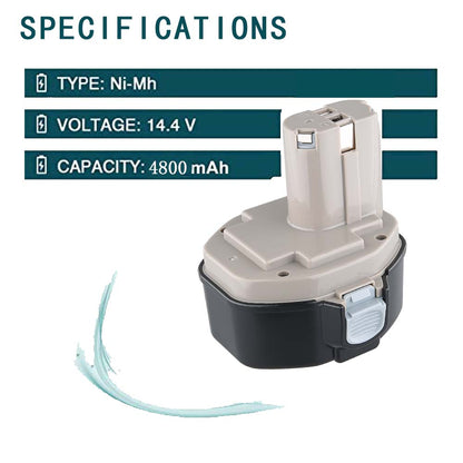 For Makita Battery 14.4V 4.8Ah Replacement | PA14 Ni-Mh Battery